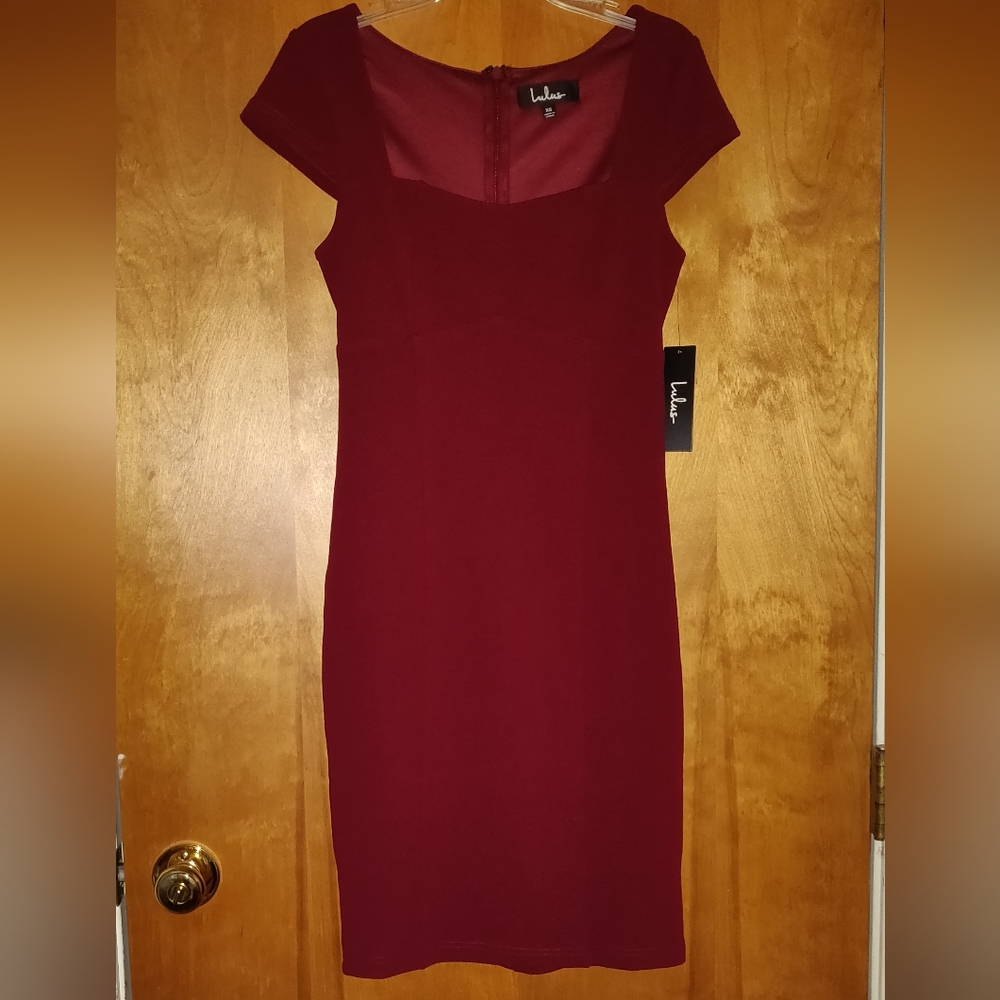 Burgundy Bodycon Midi Dress - Picture 6 of 7